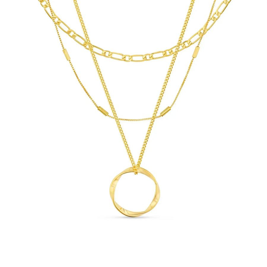 Triple Circle Gold Necklace