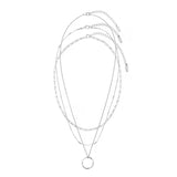 Open Circle Three Row Necklace | White Gold
