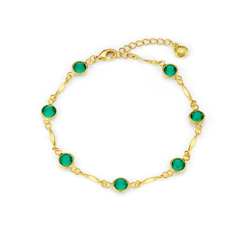 Jade Link Chain Gold Bracelet