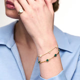 Jade Link Chain Gold Bracelet