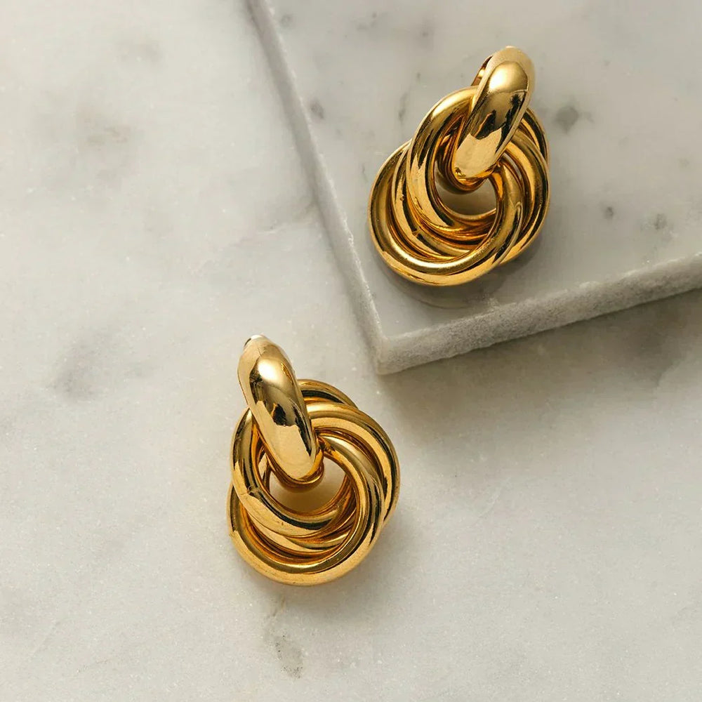 Bold Interlocking Gold Earrings