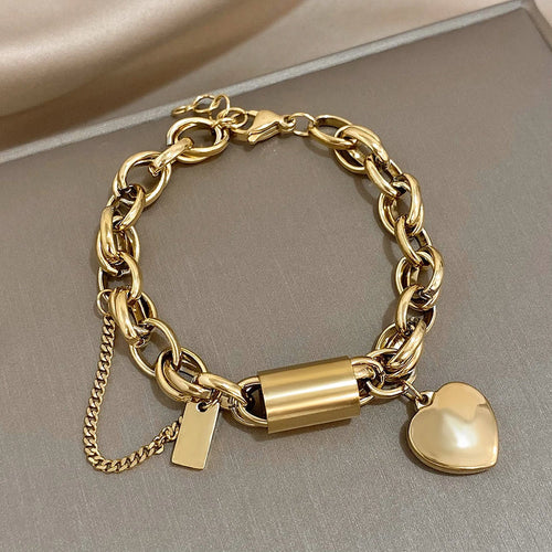 Heartfelt Chunky Gold Bracelet