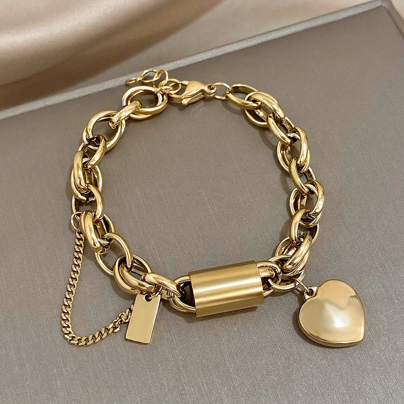 Heartfelt Chunky Gold Bracelet