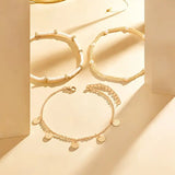 Seaside Charm 3-Piece Layered Gold Anklet Set