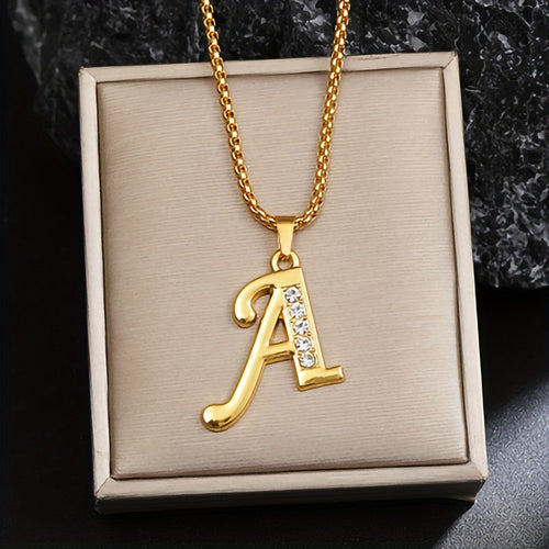 Radiant Accent Initial Gold Necklace