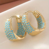 Turquoise Beaded Gold Hoop Earrings