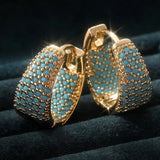 Turquoise Beaded Gold Hoop Earrings