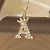 Regal Crown Initial Gold Necklace