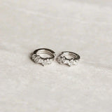 Crystal Cluster Huggies | White Gold