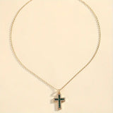 Solene Emerald Cross Pendant Necklace | Gold