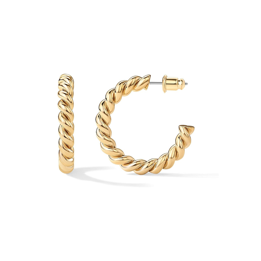 Braided Twist Gold Hoop Earrings