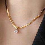 Luminous Rhinestone Pendant Gold Necklace