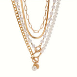 Heritage Pearl & Gold Snake Chain Necklace Set