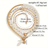 Heritage Pearl & Gold Snake Chain Necklace Set