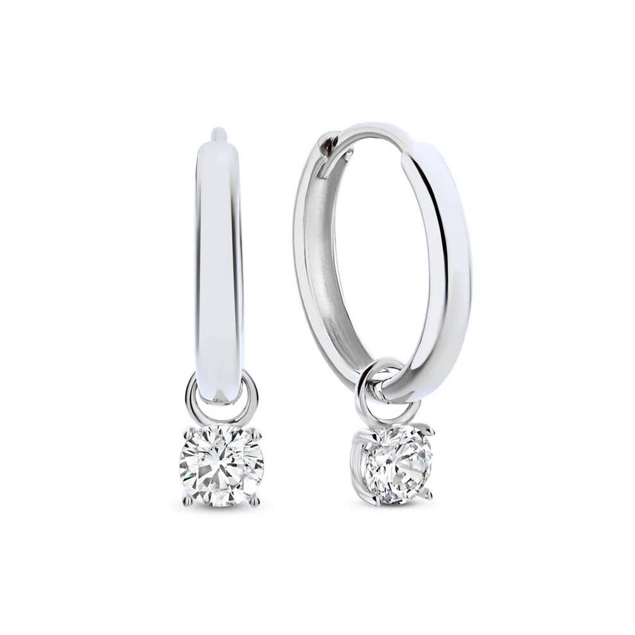 Larmes de Lune Stone Hoop Earrings | White Gold
