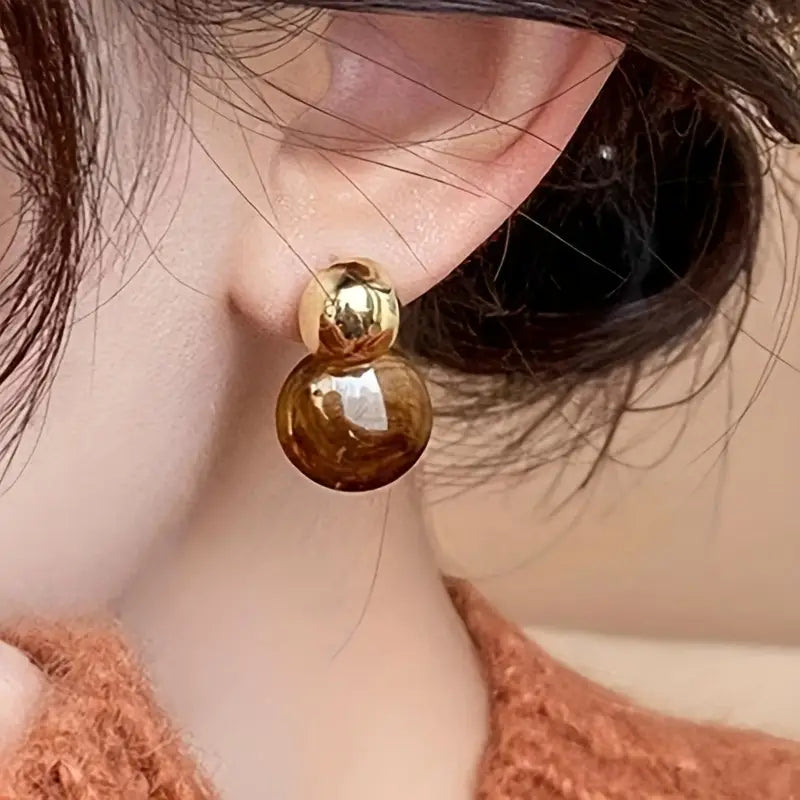 Aurélia Amber Drop Gold Earrings