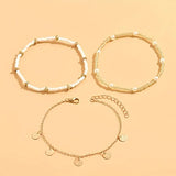 Seaside Charm 3-Piece Layered Gold Anklet Set
