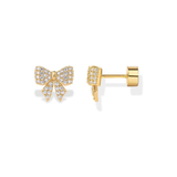 Ribbon Motif Gold Earrings