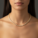 Timeless Cluster Gold Tennis Necklace