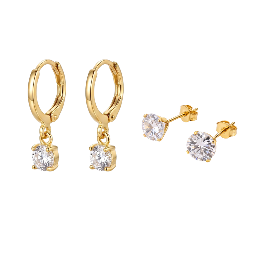 Larmes de Soleil Stone Gold Earring Set