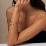 Jade Link Chain Gold Bracelet