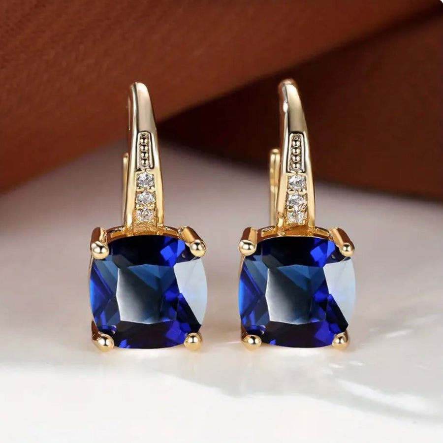 Mystic Sapphire Stone Hoop Earrings