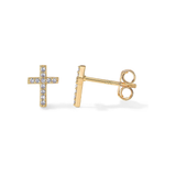 Sparkling Cross Gold Stud Earrings