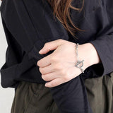 Linked T-Bar White Gold Bracelet