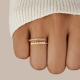 Lustrous Pearl Crystal Open Gold Ring