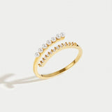 Lustrous Pearl Crystal Open Gold Ring